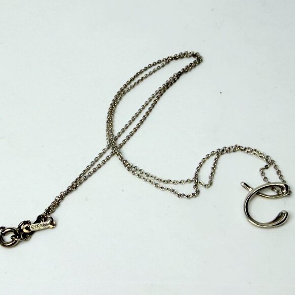 Tiffany & Co. Sterling Silver Letter C Pendant Necklace 15.5 Inch JR1166